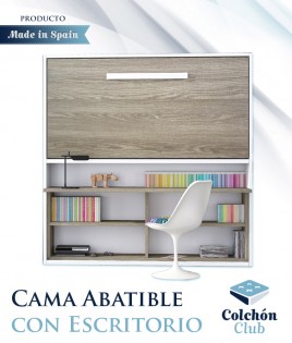 Cama Abatible con Zona de Estudio disponible en diferentes medidas y colores Ref N17000