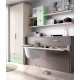 Dormitorio con cama abatible con escritorio, armario de 2 puertas y estanterías Ref YH405