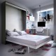 Dormitorio con cama abatible matrimonial, escritorio estantes Ref YH410