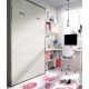 Dormitorio con cama abatible matrimonial, escritorio estantes Ref YH410