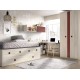 Dormitorio Juvenil con 2 camas, armario, escritorio y módulos estantes Ref YH107