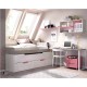 Dormitorio Juvenil con 2 camas, armario, escritorio y módulos estantes Ref YH124