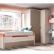 Dormitorio Juvenil con 2 camas, armario rincón, escritorio y módulos estantes Ref YH125