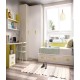 Dormitorio Juvenil con cama, armario rincón, escritorio y módulo estante Ref YH203