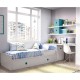 Dormitorio Juvenil con 2 camas, armario, escritorio y estantes Ref YH204