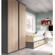 Dormitorio Juvenil con cama, armario, escritorio y módulo estante Ref YH208