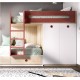 Dormitorio Juvenil con litera, arcón, armario integrado y escritorio Ref YH317