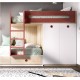 Dormitorio Juvenil con litera, arcón, armario integrado y escritorio Ref YH317