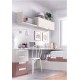 Dormitorio Juvenil cama con arrastre nido, armario, escritorio y módulos estantes Ref YH502
