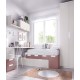 Dormitorio Juvenil cama con arrastre nido, armario, escritorio y módulos estantes Ref YH502