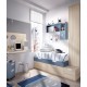 Dormitorio Juvenil cama con contenedores, armario, escritorio y módulos estantes Ref YH508