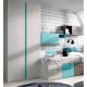 Dormitorio Juvenil cama con contenedores, armario, arcón y escritorio Ref YH509