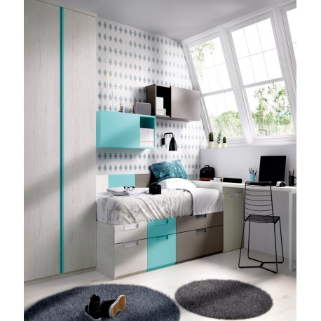 Dormitorio juvenil con armario estanteria arcon Cloak