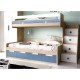 Dormitorio Juvenil con Litera con cama Matrimonial e individual, armario y librería Ref YH311