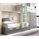 Dormitorio Juvenil con litera tren, armario integrado y puente Ref YH315