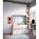 Dormitorio Juvenil con 2 camas, armario, altillo y escritorio Ref YH217