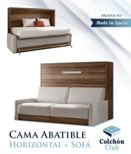 Cama Abatible Horizontal con Sofá disponible en diferentes medidas y colores Ref N34000