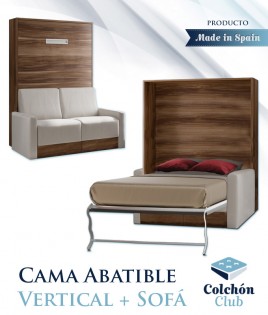 Cama Abatible Vertical con Sofá disponible en diferentes medidas y colores Ref N15000