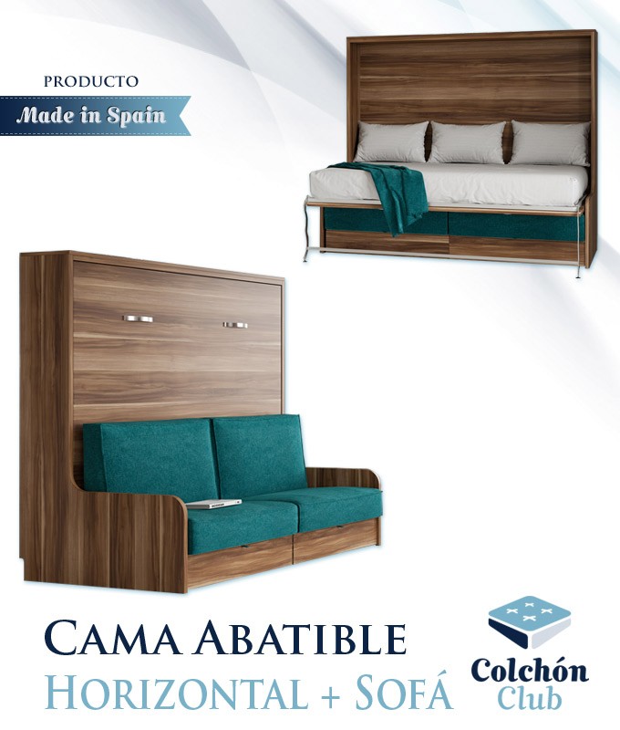 Cama Abatible Horizontal con Sofá disponible en diferentes medidas y colores Ref N41000