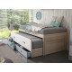 Dormitorio Juvenil fabricado en madera y acabado lacado compuesto por cama compacta, armario 2 puertas y estante Ref JI01