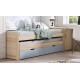 Dormitorio Juvenil fabricado en madera y acabado lacado compuesto por cama compacta, puente, arcón y escritorio Ref JI08