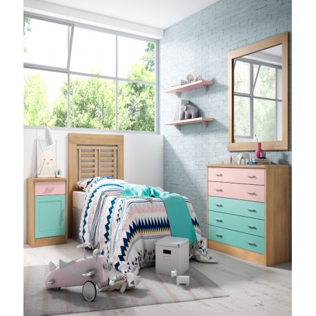 Dormitorio Juvenil fabricado en madera y acabado lacado compuesto por