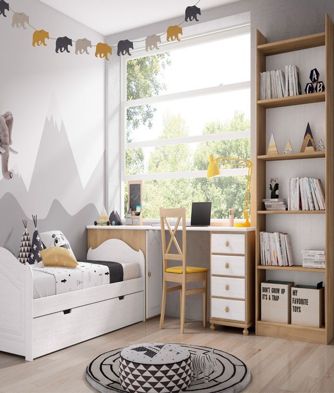 Dormitorio juvenil cama nido, escritorio y armario Artikalia muebles