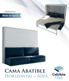 Cama Abatible Horizontal con Sofá disponible en diferentes medidas y colores Ref N45000