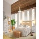 Dormitorio de matrimonio fabricado en madera y acabado lacado compuesto por cabecero, mesitas, xifonier y espejo Ref JI48