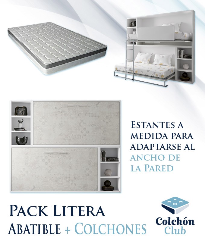 Pack Litera Abatible Horizontal con estantes a ambos lados y colchones Ref N59000