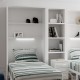 Dormitorio Juvenil con 2 camas abatibles con escritorio, estantería central y cajonera Ref N15
