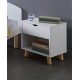 Dormitorio Juvenil fabricado en madera de pino con cama individual, mesita, cómoda y estantería Ref TA11