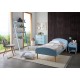 Dormitorio Juvenil fabricado en madera de pino con cama individual, mesita, cómoda y estantería Ref TA12