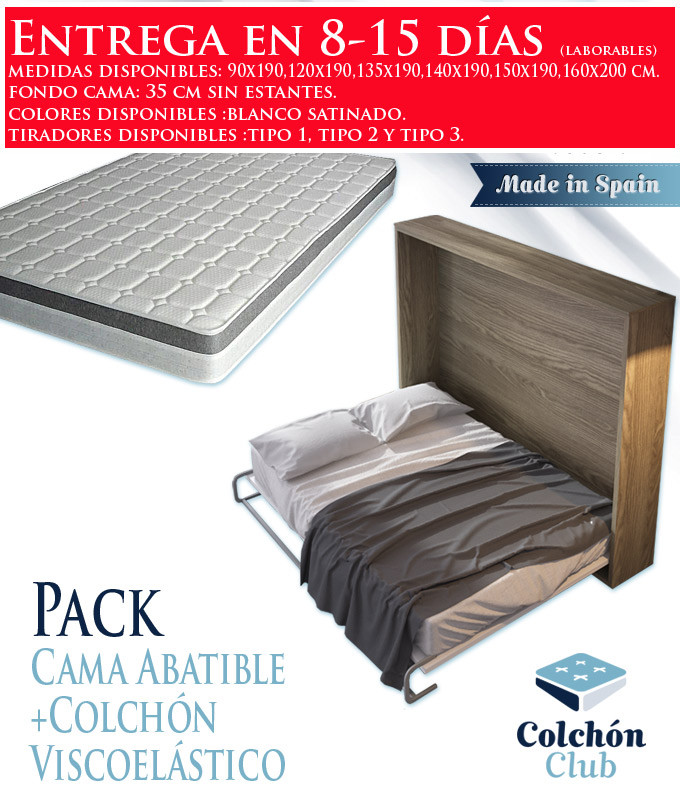 Pack Cama Abatible Horizontal y Colchón Viscoelastico Ref N23000
