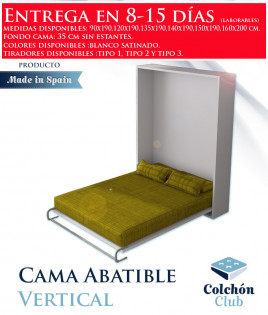 Cama Abatible Vertical disponible en diferentes medidas y colores Ref N13000