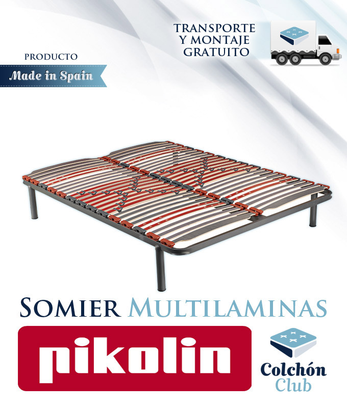 Somier multiláminas Pikolin modelo SM26R con Soportes de caucho antideslizantes Ref P29000