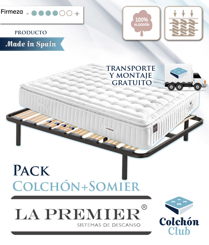 Pack La Premier Colchón de muelles ensacados con Topper y Somier Multiláminas Ref LP18000
