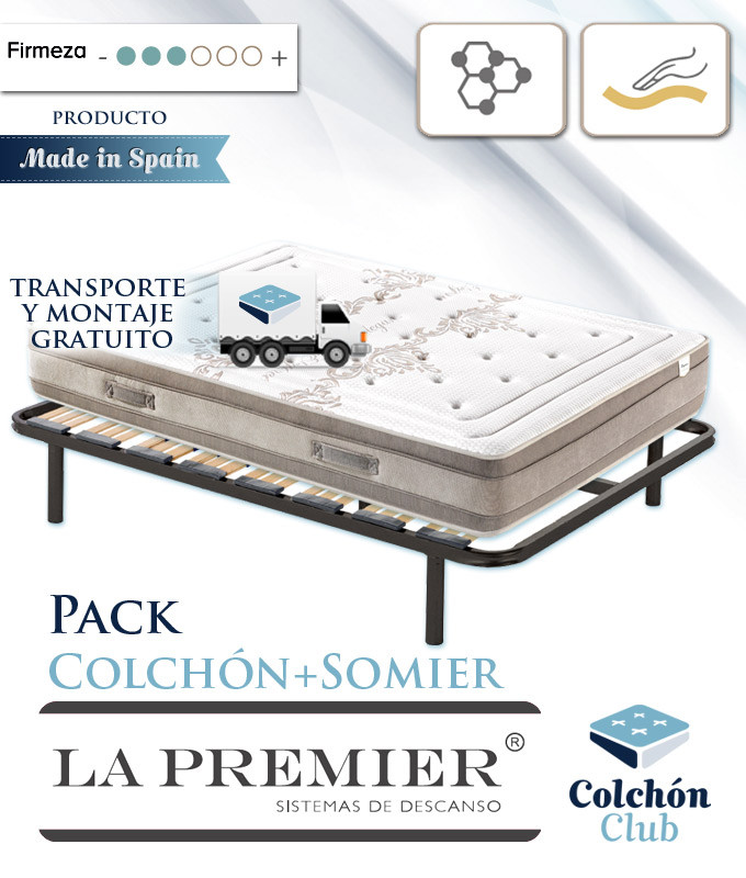 Pack La Premier Colchón Viscoelástico con Viscografeno y somier multiláminas Ref LP30000