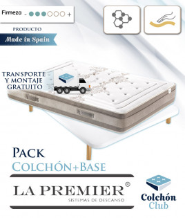 Pack La Premier Colchón Viscoelástico con Viscografeno y Base Tapizada 3D Ref LP31000