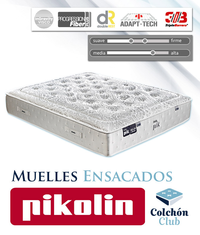 Colchón Pikolin Gama Alta modelo Dualpik de muelles ensacados y firmeza  personalizable