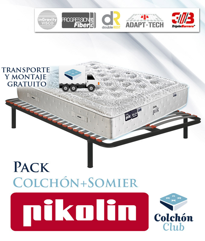 Pack Pikolin, colchón Gama Alta modelo Dualpik de muelles ensacados y somier multiláminas Ref P272000