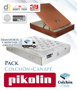 Pack Pikolin, colchón Gama Alta modelo Dualpik de muelles ensacados y Canapé de madera Pikolin Ref P274000