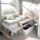 Dormitorio Juvenil con cama compacta, contenedores de almacenaje y escritorio Ref YK01