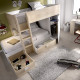 Dormitorio Juvenil litera tren con contenedores y armario Ref YK05