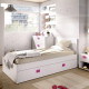Dormitorio Juvenil con cama compacta, armario, cómoda y mesita Ref YK25