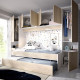 Dormitorio puente Juvenil con cama nido y armarios Ref YK27