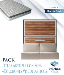 Pack Litera Abatible Horizontal con Sofá y colchones viscoelásticos Ref N65000