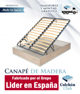 Canapé de madera de Muebles Cotino con patas altas ideal para el uso de  robots de limpieza