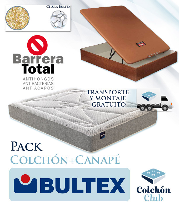 Pack Bultex, Colchón Modelo Oceania y Canapé de Madera Pikolin Ref P341000