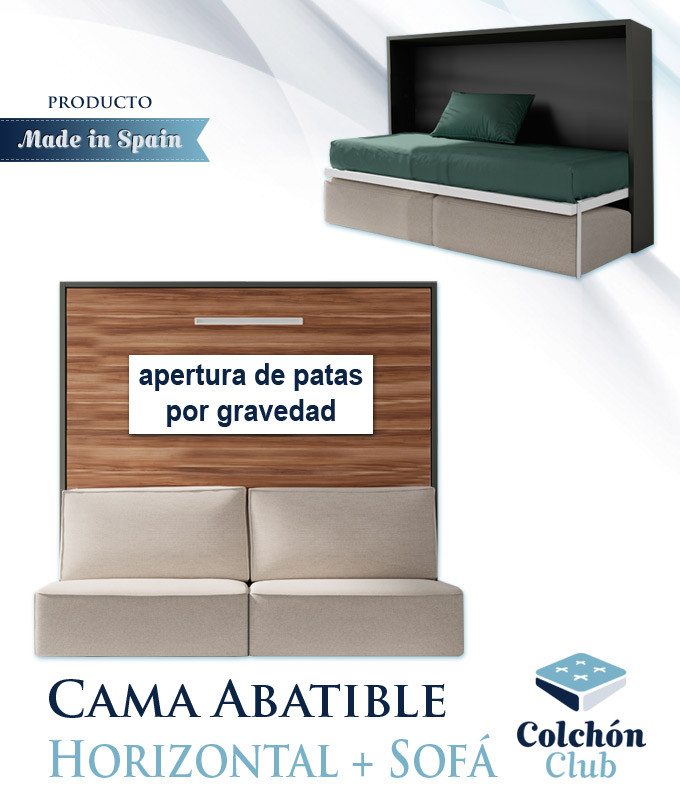 Cama Abatible Horizontal con Sofá y apertura de patas por gravedad Ref N70000